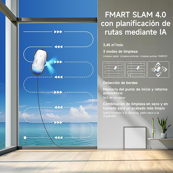 FMART T10PRO Window Cleaning Robot – Dual-Pump Spray, 120ml Tank, 3800PA Suction, AI Path Planning & Edge Detection, App Control Window Cleaner Robot for Indoor/Outdoor High-Rise Windows
