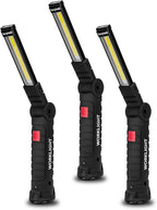 Gifts for Men 3Pack LED Flashlight, Rechargeable Work Lights with Magnetic Base Hook 360°Rotate and 5 Modes Bright LED Flashlight Inspection Light for Car Repair, Grill and Outdoor Use