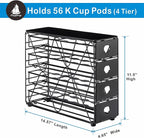 Flagship K Cup Holder for Keurig Pod K Cup Storage 4 Tier K Cup Drawer Organizer for Counter (56 Pods Capacity)