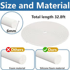 moonoom 32.8Ft Foam Silicone Backer Rod, White Crack Caulk Saver, Concrete Expansion Joint Filler for Wall Tile Gaps Joints Filling and Sealing (1/4 Inch)