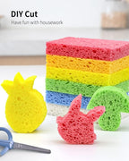 Kitchen Sponges,Heavy Duty Scrub Kitchen Sponge,Clean Tough Messes Without Scratching Sponges Kitchen,Pop Up Eco Sponges DIY White (6 Pack)