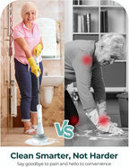 Sweepulire Electric Spin Scrubber SW1, Shower Scrubber with Long Handle, 2 Spin Speeds, Electric Bathroom Scrubber with 8 Replacement Heads, Bath Tub Cleaner Brush for Floor, Tub, Shower, Tile