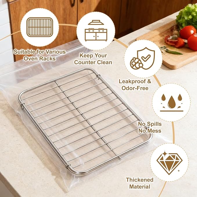 10 PCS No Scrub Oven Rack Cleaning Bags – Thickened Reusable Leak-Resistant PE Bags for Deep Soaking Grill Grates, Heavy-Duty Cleaning Bags for BBQ Grills,Metal Grates (15.7 × 23.7 in)