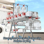 Heavy Duty Clothes Drying Rack Foldable with Brake Wheels,75''Extra-Thick Metal Frame, 26 Rods Commercial-Grade Large Capacity,No Assembly Required, Adjustable Height for Indoor Outdoor Use