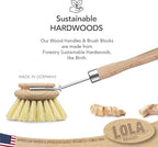Lola Products - The Original - Tampico Vegetable & Dish Wood Brush, 3" Head, Sustainable, Tampico Bristles, Easy Head Only Replacement, 1 Pack