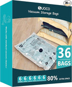 Vacuum Storage Bags, Compression Packing Space Saver Seal Bags for Clothing Bedding Comforters Blankets Pillows, 36 Combo