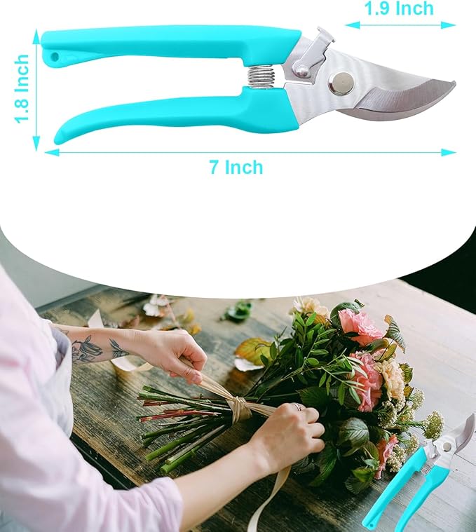Pruning Shears for Gardening, 1 Pack Garden Scissors for Cutting Fresh Flowers, Floral Clippers for Plants, Fruits (Blue)