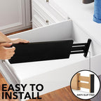 SpaceAid Bamboo Dresser Drawer Dividers 6 Pack, 4.65“ High Adjustable 17“-22” Drawer Organizers, Expandable Organization for Clothing, Clothes, Dressers, Black
