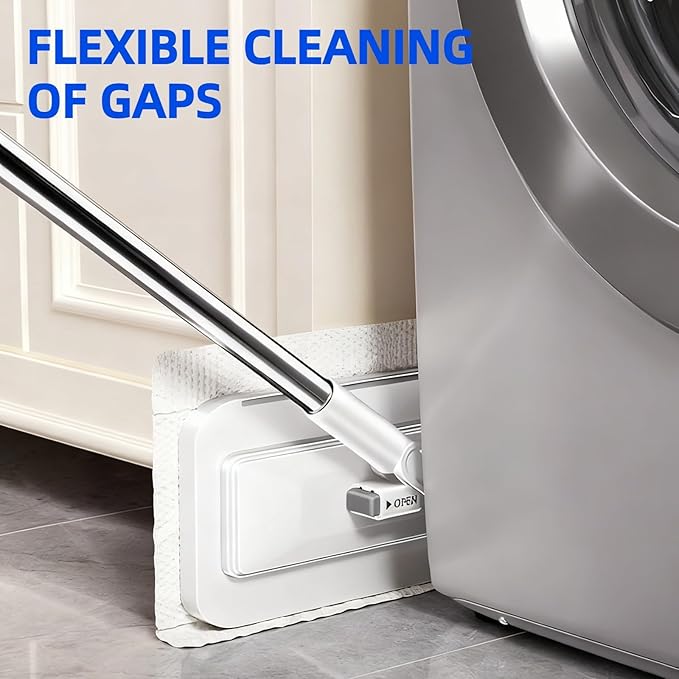 Snap Grip Mini Mop Touch Free Press Grip Removable Polvo Mini Lazy Dust Mop and Sweeping Mop for Wet and Dry Disposable Pads, Multi-Surface Floor Cleaning (5 Sheets Included)