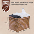 BROWNLILY Handwoven Clothes Basket Laundry Hampers Large Wicker Storage Baskets for Shelves Blankets Closet Storage Bins Car Bedroom Bathroom Organizers and Storage Bath (6, Brown)