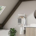 Wall Mounted Clothes Hanger Rack Foldable Drying Rack Hook Folding Indoor for Laundry Room Organization Bedroom Collapsible Racks Perfect for Small Spaces, 6 Hole White 2 Packs