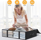 StorageRight Under Bed Storage Bags 4 Pack, 40L Large Clothes & Comforter Storage Containers with Clear Window, Breathable Fabric Organizer for Blankets, Bedding, Seasonal Clothing, Black