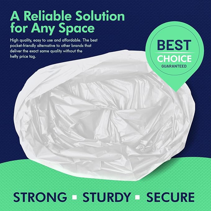 PAMI Medium 8-Gallon Trash Bags 100-Pack, White - Strong Multipurpose Plastic Wastebasket - Unscented Can Liners For Kitchen Bathroom Office-Garbage Bags, 1ft x2ft