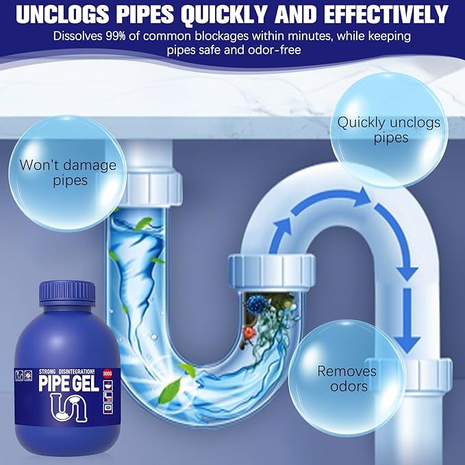 Pipe Bobo Drain Cleaner for Kitchen Sink, Powerful Unclogging, Professional-Grade Drain Opener, Unclog drains, clog remover, Shower, Tub, for All Pipe Materials