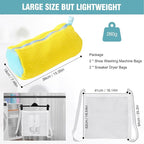 2 Pcs Shoe Washing Machine Bags, XXL Shoe Laundry Bags for Washer and Dryer, Sturdy Zipper with Hook Design, 2 Sneaker Dry Bags Included, Reusable Washing Bag for Sneaker, Tennis, Yellow 2 Packs