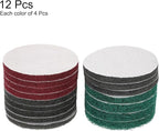 HARFINGTON 4pcs Scrubber Scouring Pads 180 400 800 1200 Grits 5 Inch Drill Power Brush Hoop and Loop Surface Conditioning Disc Drill Scuffing Disc Scrub Pads for Kitchen Cleaning, 4 Colors