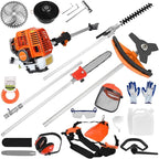 52cc 2 Stroke Gas Weed Wacker, Multi-Functional Gas Powered Brush Cutter, 5 in 1 Tool Weed Wackers, Cordless Hedge Trimmer, Gas Weed Wacker Yard Care Tools, Lightweight Weed Eater Orange