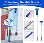 Dusters for Cleaning, Duster with Extension Pole 5 in 1 Kit, Cobweb Duster, Long Dusters for High Ceilings, Microfiber Dusters for Ceiling Fan, Blinds and Furniture