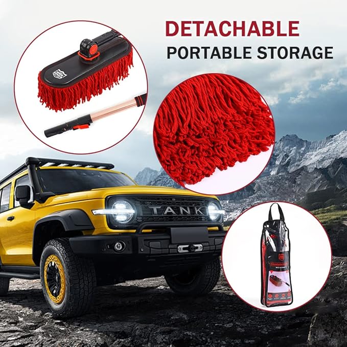 Car Duster Exterior，Scratch Free Soft Brush Kit for,Truck,SUV,RV and Motorcycle,Wax Cotton Hair, Extendable Handle,Car Feather Duster,No Lint，Gifts for Men Women