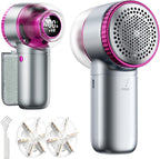 Fabric Shaver with Lint Brush, Large Lint Shaver with Digital Display, 3-Speeds Lint Remover with 6-Leaf Blades, Electric Sweater Shaver to Remove Pilling for Clothes, Furniture