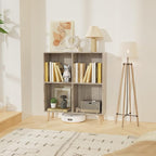 Lkeiyay Wooden 4 Cube Open Bookcase,2 Tier Mid-Century Bookshelf with Legs, Modern Storage Display Cabinet Organizer Bookshelves for Bedroom,Living Room,Office (Grey)