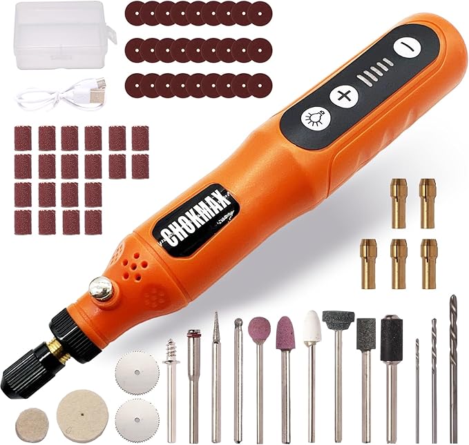 Mini Cordless Rotary Tool, 5-Speed Grinder Kit with 72 Accessories and Front LED Light, Type-C Charging Art Craft Tool for Engraving, Sanding, Polishing, Drilling, Grinding