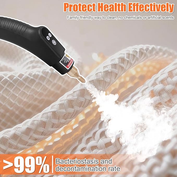 Handheld Steam Cleaner with Handle Button Control, 2500W High Pressure Steamer for Cleaning Car, 15 in 1 Multi-Purpose Portable Steam Cleaner for Home Car Upholstery Cleaning Tools