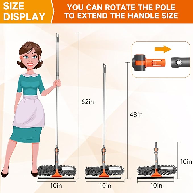 Window Squeegee Cleaner Set 2-in-1 Window Cleaning Tool with Extendable Pole, Window Cleaning kit with Bendable Head for Indoor & Outdoor Glass for Car Indoor Outdoor High Windows（Kit2.0）