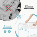 TOOLF 4-Tier Rolling Cart, Metal Utility Cart with 3 Hooks, Easy Assemble Mobile Storage Trolley On Wheels, Metal Shelving Units Kitchen Bathroom Laundry Room