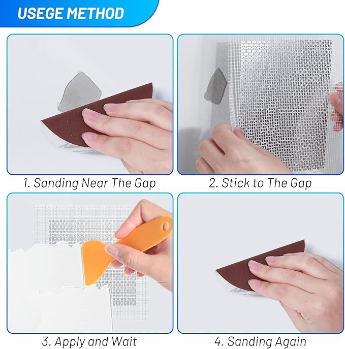 Ranekie 14 Pack Drywall Repairs Patch, 4/6/8 Inch Drywall Repair Kit with Extended Self-Adhesive Mesh,Large Hole Patch Repair for Drywall,Heavy Duty Dry Wall Hole Repair Patch