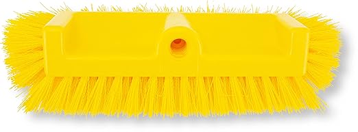 SPARTA Multi-Level Tile Scrub Brush 12" Wide Brush Head, Heavy-Duty Tile Cleaning Brush with End Bristles for Commercial Tiles, Tubs and Floor, Plastic, 12 Inches, Yellow