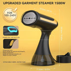 Steamer for Clothes, Portable Handheld Steam Iron with 300ml Big Capacity, Fast Heat Up, 1500W Garment Wrinkles Remover, Small Steamer for Home Travel