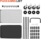 WDT 680Lbs Capacity Heavy Duty Rolling Utility Cart,2 Tier Rolling Carts with Wheels,Commercial Grade Metal Cart with Handle Bar & Shelf Liner,Trolley Serving Cart for Restaurant,Kitchen,Black