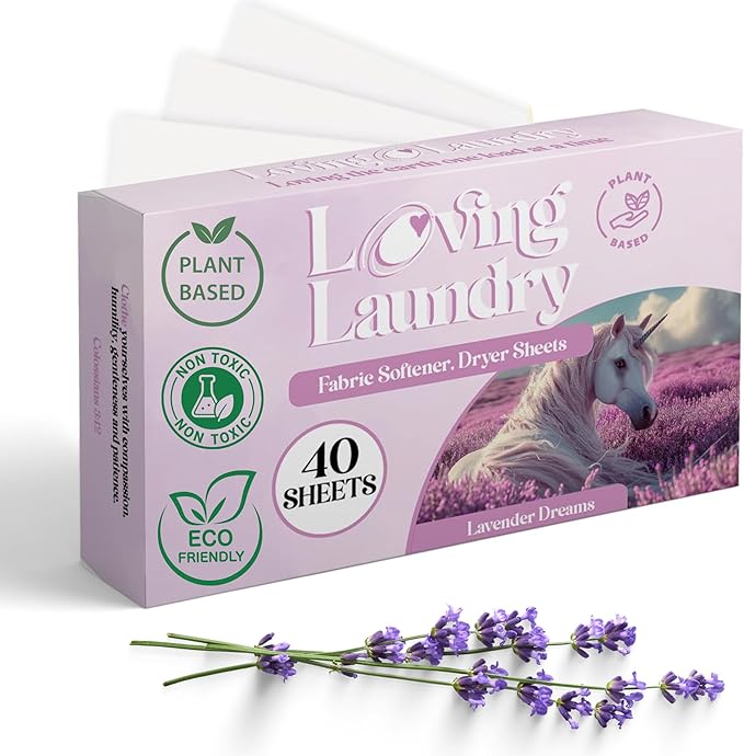 Non-Toxic Dryer Sheets Eco Friendly, Paraben Free, Plant Based | Clean Ingredients Softens & Removes Static, Healthy dryer sheets - 40 Sheets