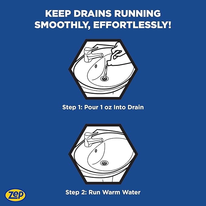 Zep Drain Defense Pipe Build-Up Remover - 64 oz (Case of 8) ZLDC64 - Professional Strength Liquid Pipe Build Up Remover
