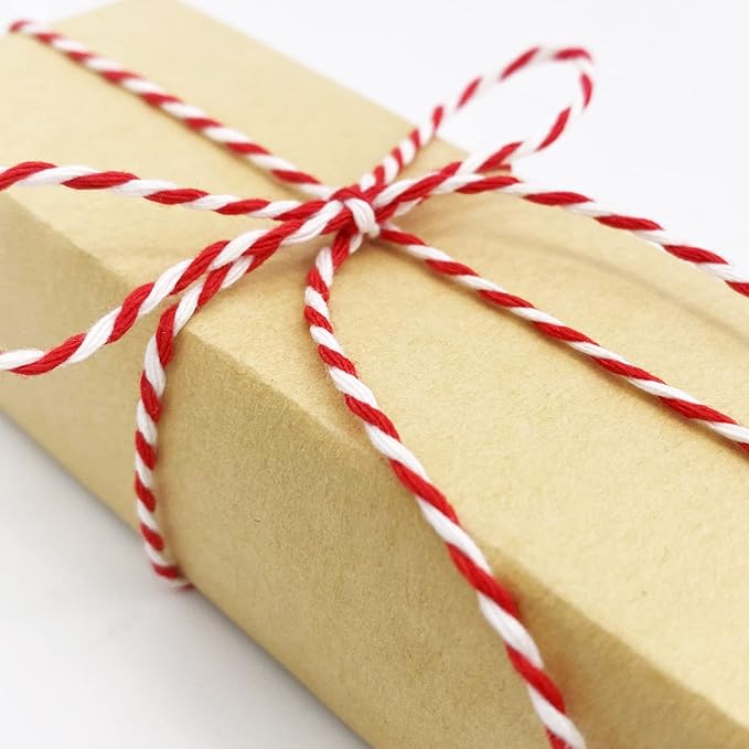 Leecogo Bakers Twine String Red and White Cotton Twine 656 Feet Christmas Twine for Gift Wrapping DIY Crafts Home Decoration Cooking