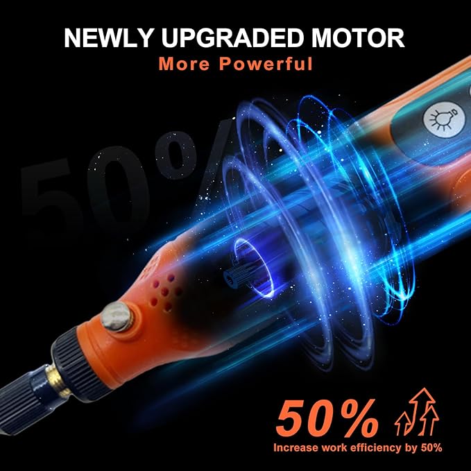 Mini Cordless Rotary Tool, 5-Speed Grinder Kit with 72 Accessories and Front LED Light, Type-C Charging Art Craft Tool for Engraving, Sanding, Polishing, Drilling, Grinding