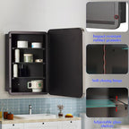 Bathroom Medicine Cabinet,16"x20" Mirror Door with Stainless Steel Brush Nickel Frame,Recessed & Surface Wall Cabinet with Removable Glass Shelves, Rust-Resistant Bathroom Storage Cabinet