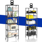 2 Pack Rolling 6-Tier Storage Shelves with Wheels, Heavy Duty Wire Shelving Rack Capacity 750 lbs, 14" D x 24" W x 71" H Adjustable Metal Shelving for Garage, Closet, Kitchen