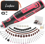 8V Cordless Rotary Tool Kit with 135pcs Accessories, 2.8Ah Battery Rechargeable Engraving Pen with LED Light, 5-Speed 30000RPM Power Rotary Tools for Drilling Grinding Sanding Polishing, Pink