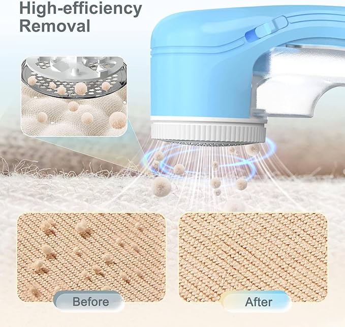 Fabric Shaver, Lint Remover for Clothes, Electric Lint Remover with 3 Replaceable Blades, Removes Fabric Pills, Rechargeable Sweater Defuzzer Pill Remover, Depiller Effectively Remove Pills, Lint