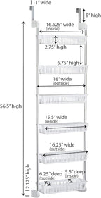 Household Essentials White 6-Tier Basket Over-The-Door Organizer