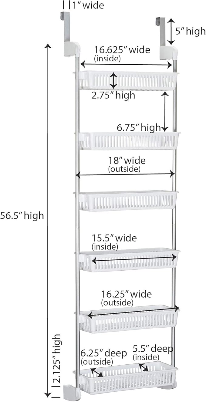 Household Essentials White 6-Tier Basket Over-The-Door Organizer