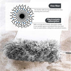 Webster Cobweb Duster, Feather Duster for Home, Extendable Dusters for Cleaning High Ceiling Fans, Hand Wall Duster, Long and Washable Dust Brush Gray