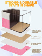 BALEINE 2 Pack Fabric Storage Bins for Shelves, Linen Storage Baskets for Organizing, Decorative Closet Bins for Clothes, Home (Pink, 14''x10''x8.5')