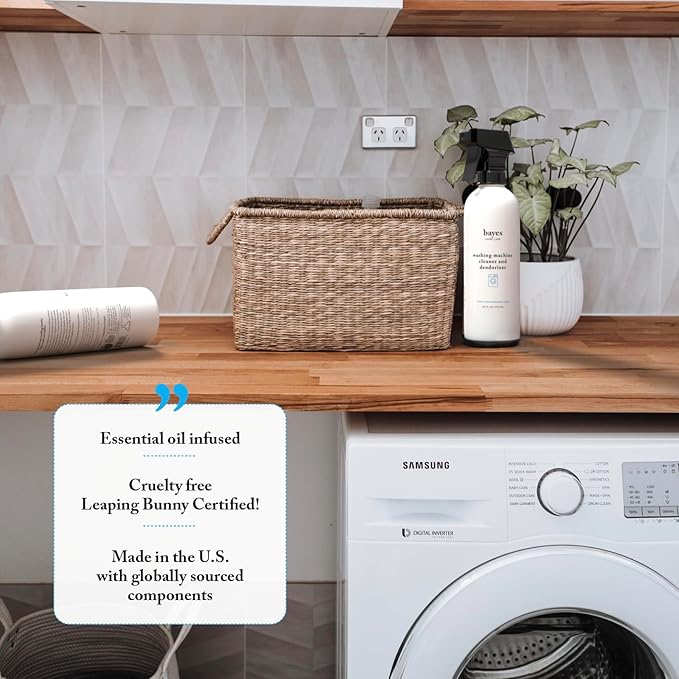 Bayes Washing Machine Cleaner & Deodorizer - Cleans and Eliminates Odors for Fresh Smelling Laundry - 24 ounces, 2 Pack