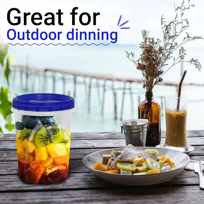 HomeyGear 32 oz - 8 Pack Twist Top Food Deli Containers Screw And Seal Lids, Stackable Reusable Quality Plastic Storage Containers with Screw-on Lids - BPA Free