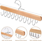 NECAMOCU 2 Pack Bra Hanger for Closet Organizer, Premium Wooden Tank Top Hangers with 36 Foldable Hooks, 360° Rotating Design, Space Saving Storage for Tank Tops, Bras, Scarves and More