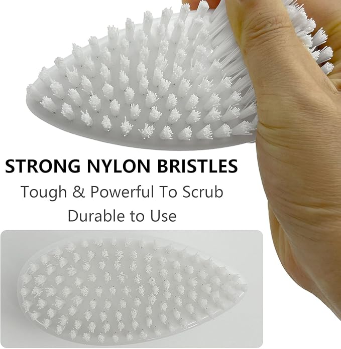Scrub Brush for Cleaning Scrubbing Heavy Duty Stiff Nylon Bristles Cleaning Brush Multi-Purpose, White & Small Size