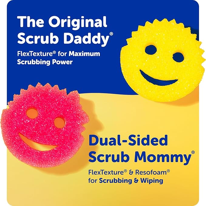Scrub Daddy Scratch-Free Multipurpose Kitchen Sponges - Bulk Dish Sponges for Kitchen, Bathroom, Household Cleaning & More - Made with BPA-Free Polymer Foam (5 Count)